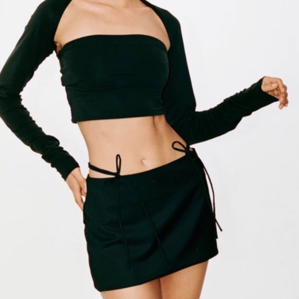 With Jean Jasper Mini Skirt w/ Ties at Waist